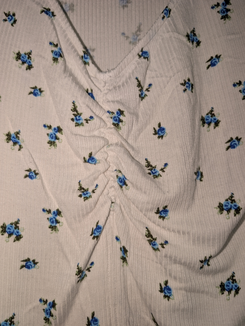 Nikki&Erin Spring Floral Ribbed Scrunched Front Top Size Medium - Picture 4 of 8